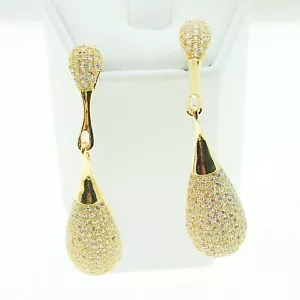 Orecchini pendenti goccia zirconi donna bigiotteria moda placcati oro giallo bianco E3753 - Foto 1 di 8