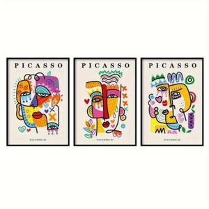 Quadro Picasso arte su tela astratto senza cornice poster soggiorno ufficio set 3 pezzi - Foto 1 di 4