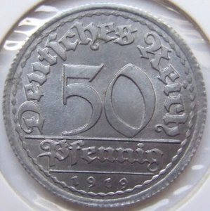 Pièce Allemande République De Weimar 50 Pfennig 1919 E En Uncirculated - Picture 1 of 2