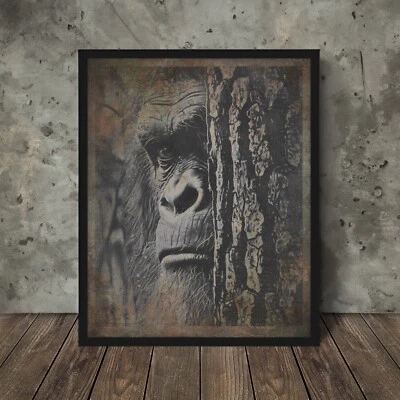 Vintage SASQUATCH TREE Wall Art, Bigfoot Forest Nature Poster, Cryptid Ape Decor - Image 1 of 4