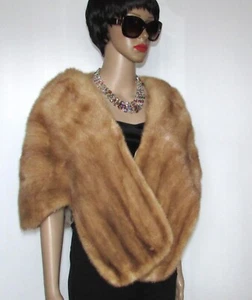 VTG ELEGANT REAL MAJESTIC PASTEL MINK FUR STOLE SZ XLARGE 16" X 62" approx UU7 - Picture 1 of 9