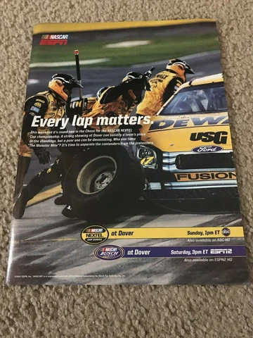 Vintage 2007 ESPN NASCAR MATT KENSITH Poster Print Ad "EVERY LAP MATTERS" DOVER Cover