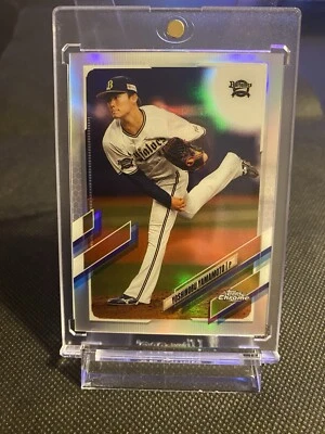2021 Topps Chrome NPB - #90 Yoshinobu Yamamoto Refractor RC Dodgers  - Image 1 of 2