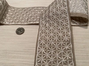 1.55YD SCHUMACHER 68645 Directoire Tape Ivory on Natural Tape Trim $124 Retail - Picture 1 of 24
