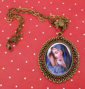 Nuovo Cammeo Madonna Addolorata 22 pollici Collana Crocifissione Quaresima - Foto 1 di 8