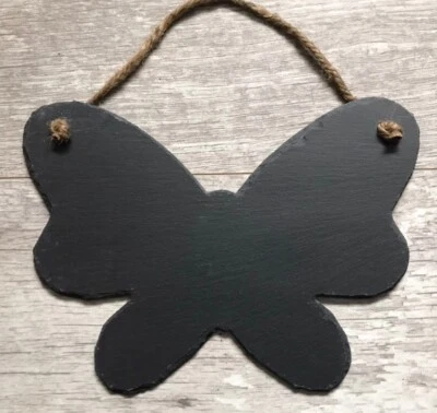 30cm Handmade Slate Butterfly Chalkboard Shabby Chic Message Memo Blackboard - Image 1 of 4