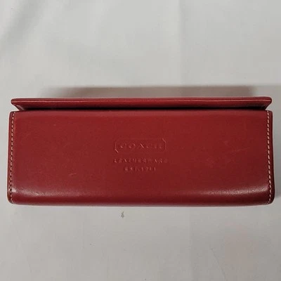 vintage 1990s Coach Eyeglass Case Red Leather Two Snap Hard Case Sunglasses WOW  - Image 1 of 4
