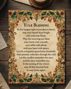Yule Blessing Card Pagan Yule Greeting Wiccan Winter Solstice 5x7 Blank Card - Picture 1 of 4