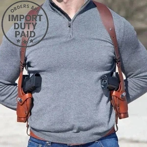 Custom Leather Double Vertical Roto Shoulder Holster - Available All Gun Models - Picture 1 of 4