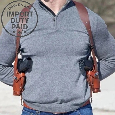 Custom Leather Double Vertical Roto Shoulder Holster - Available All Gun Models - Image 1 of 4