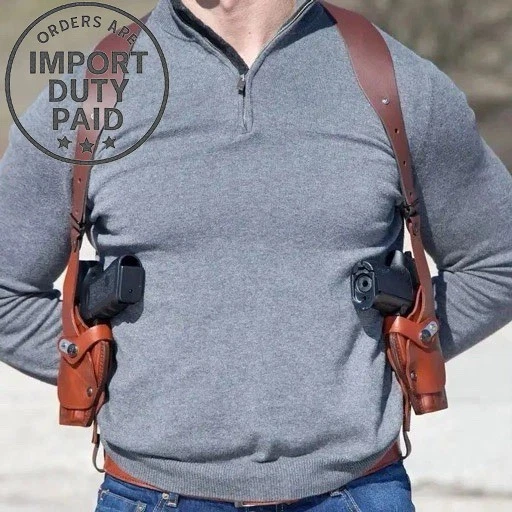 Custom Leather Double Vertical Roto Shoulder Holster - Available All Gun Models - Image 1 of 4