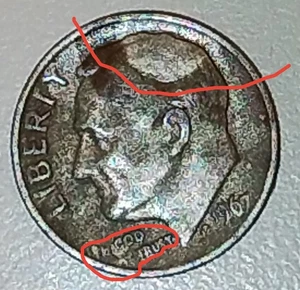 *RAR* 1967 kein Münzzeichen "Halo" Groschen Laminierung FEHLER "W" auf Rand C + A verbunden - Bild 1 von 4