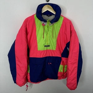 Vintage Sunice 80s 90s Neon Anorak Ski Jacket Colorful Bright Snowboard Woman M - Picture 1 of 9
