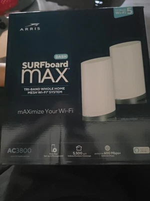 ARRIS SURFboard MAX Tri-band Whole Home Mesh Wi-Fi System. AC3800. New - Image 1 of 2