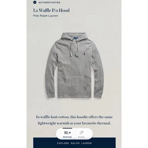 Polo Ralph Lauren Men's Red Solid Cotton Waffle Knit Thermal Pullover Hoodie Sal - Picture 1 of 11