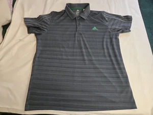 Adidas Mens Gray/ Blue Stipes 1/4 Buttton Up Short Sleeve Polo Shirt Size Xl. - Picture 1 of 9
