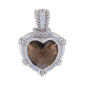 Judith Ripka Fumoso Quarzo E Zircone Cubico Enhancer Ciondolo - Argento 925 - Foto 1 di 7
