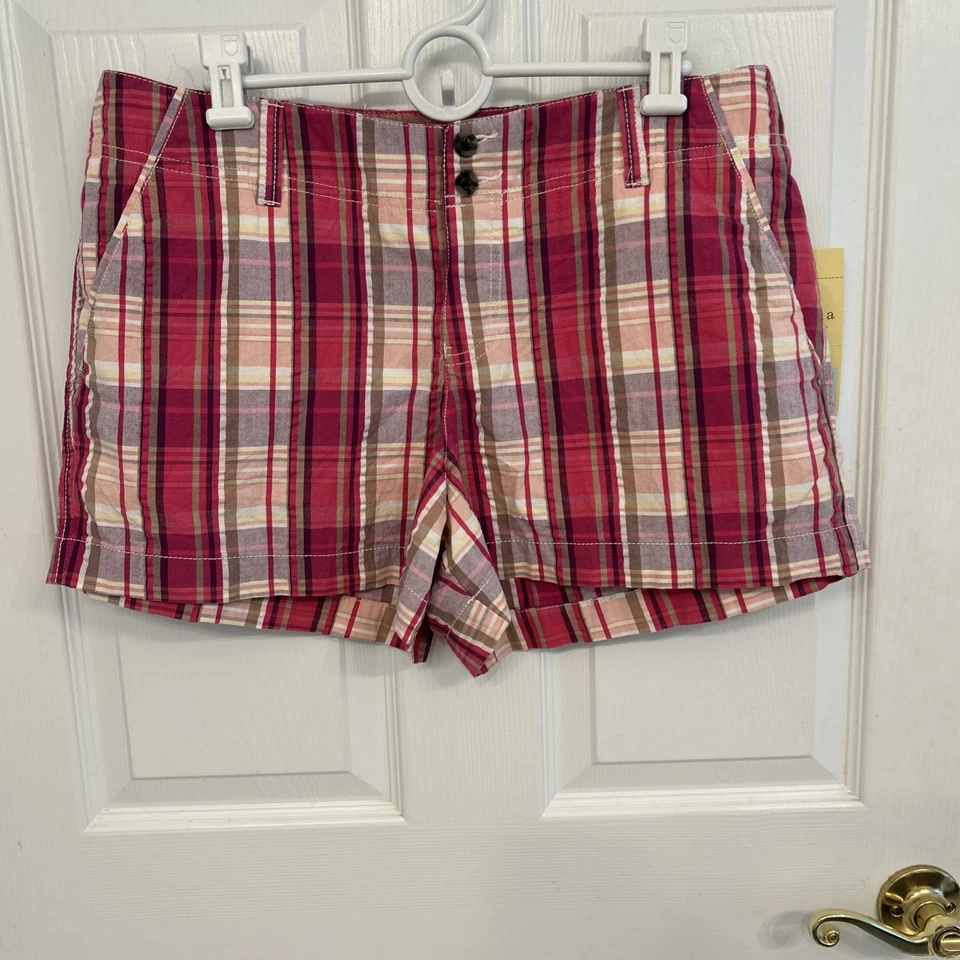 Sonoma Modern Fit Women’s Pink Fuchsia Plaid Shorts Low Rise Pockets 14 NWT - Imagem 1 de 4