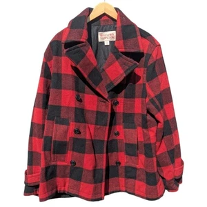 Abrigo Blazer Rojo y Negro Cuadros Búfalo Otoño Lana Preppy Western Blair L - Imagen 1 de 7