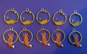 10 Woodland Red Fox & Acorns Jewellery & Key Ring Making Enamel Charms - Picture 1 of 6