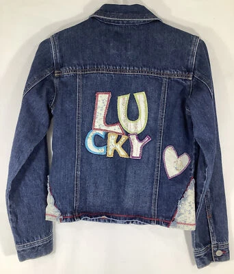 Girls Lucky Brand Jeans Logo Denim Jean Jacket Embroidered XL 16 - Image 1 of 4