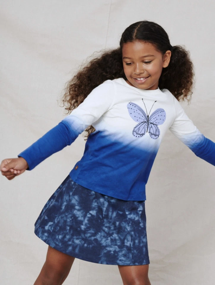 Conjunto de top y falda giratoria de teñido mariposa talla 3 Tea Collection para niñas Foto 1 de 4