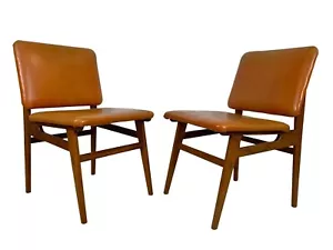 Pair of Danish Mid-Century Teak and Leather Chairs 1950's - Picture 1 of 14