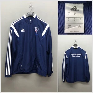 Chaqueta deportiva de fútbol americano a rayas azules y blancas ADIDAS para hombre bolsillos grandes con cremallera - Imagen 1 de 13
