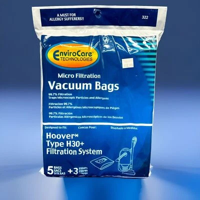 EnviroCare 322 MicroFiltration Type H30 Hoover Vacuum Bags 4 Bags + 3 Filters - Image 1 of 2