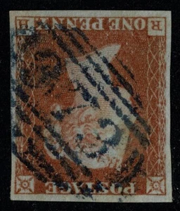 1841 1d Red RH 4m Fine Blue 873 Weymouth Fine Used Cat. £250.00 - Picture 1 of 1