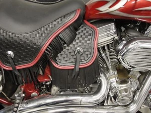 Leather Leg protector Motorcycle Heat shield Heritage Springer FLSTS Red - Picture 1 of 1