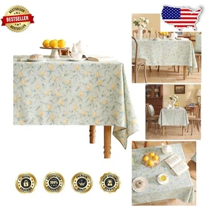 Elegant 110" x 63" Green Tablecloth with Floral Fruit Pattern for Dining Decor - Picture 1 of 11