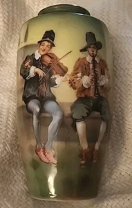 Beautiful Royal Bayreuth Bavaria Vase Peasant Musicians 5.5" Earthtones. /K - Picture 1 of 10