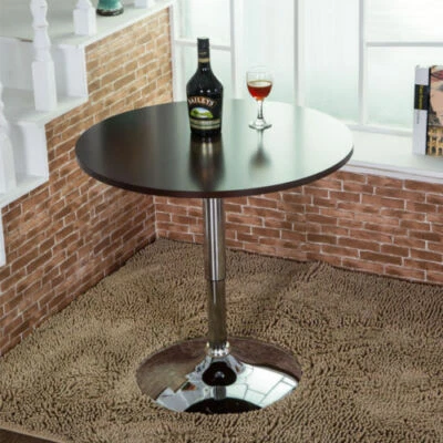 可调式圆形酒吧酒吧桌旋转木顶镀铬底座小酒馆厨房饮料 — 第 1/4 张图片