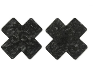 Cache-Capezzoli Nippies Pasties Adesivi Fini Croce Nero Pizzo Sexy - Foto 1 di 1