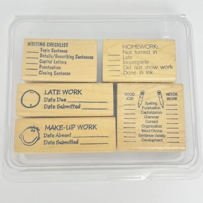 Juego de sellos de goma para maestros en casa escuela 5 piezas listas de estímulo de calificación tarea Foto 1 de 4