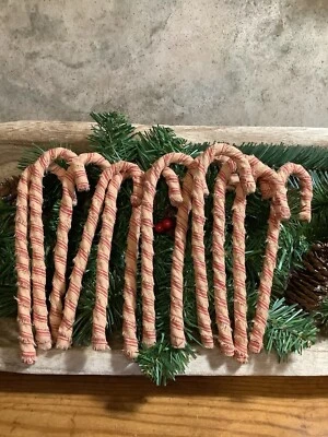 12 красных чайных окрашенных конфетных тростей деревенский фермерский домик украшения для рождественской елки, новые - Изображение 1 из 2