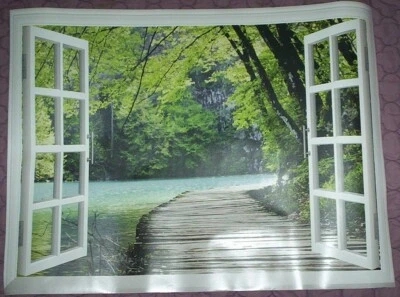 Water Deck Fantasia 3D Adesivo para Janela ADESIVO DE PAREDE Decoração Arte Mural 24" X 32" - Imagem 1 de 4