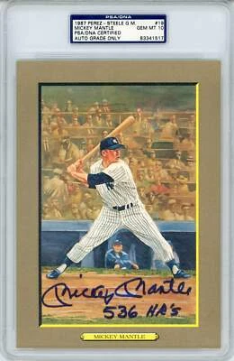 Mickey Mantle "536 HR's" autografado cartão Perez Steele Great Moments (PSA) - Imagem 1 de 2
