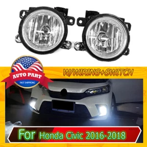 Set Front Fog Light For 2016 2017-2021 Honda Civic With Bulb HO2593143 HO2592143 - Picture 1 of 16