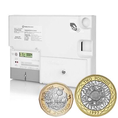 Emlite Electric Digital £1 £2 Sterling Operated Dual Coin Prepayment 100A Meter • 229.99£