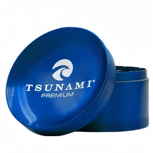 4-Piece Tsunami 75mm Sunken Top Dry Herb Grinder, Blue - Picture 1 of 4