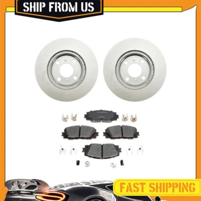 Front Coated Brake Rotors + Ceramic Pads & Hardware For Toyota Yaris 2006-2018 - Image 1 of 4