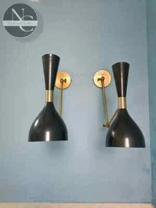 Aplique Luz Mediados de Siglo 1950's Italiano Stilnovo Aplique Iluminación Par - Imagen 1 de 3