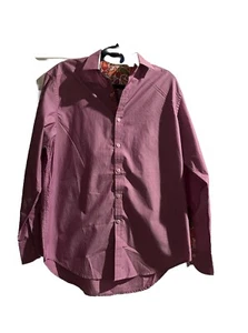 Robert Graham Shirt Mens Medium  Purple Striped Classic Fit Button Up Flip Cuff - Picture 1 of 8