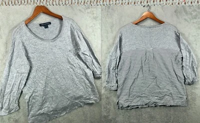 Camisa de mujer French Connection mediana para el torso gris mezcla de lino con puños manga corta Foto 1 de 4