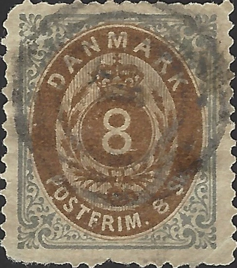 Dinamarca Scott #19 Usado Fino 8s 1870-1871 Sello CV 75,00 Foto 1 de 1