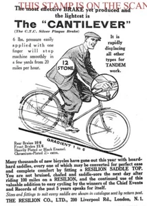 1930er Jahre Reklame The RESILON Co. Fahrrad Cantilever Bremsen Kleingedrucktes AD 708/173 - Bild 1 von 1
