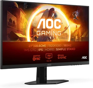 AOC 27" Gaming Monitor 180Hz 0.5ms MPRT FHD IPS G-Sync FreeSync HDR HDMI DP - Picture 1 of 12