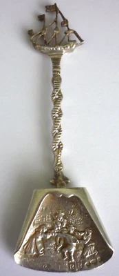 Sterling Silver Hanau Germany 1925-1929 Tea Caddy Shovel Spoon Galleon Finial - Image 1 of 4